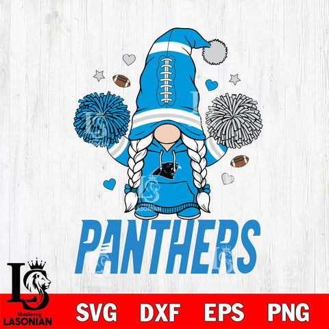 Carolina Panthers Gnome cheerleader File Cut, NFL SVG, Digital Download , CHRISTMAS Criucut , Silhouette