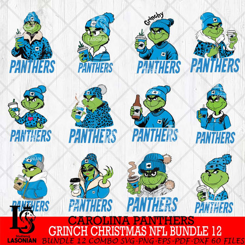Carolina Panthers Grinch Christmas NFL Bundle 12 Svg Eps Dxf Png File,Cricut svg files, Digital Download, Instant Download