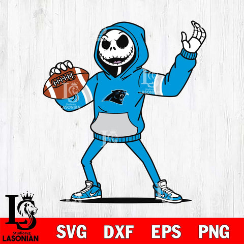Carolina Panthers Jack Skellington Football Christmas File Cut, NFL SVG DXF EPS PNG FILE, Digital Download , Criucut , Silhouette