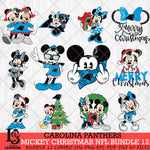 Carolina Panthers MICKEY CHRISTMAS NFL Bundle 12 Svg Eps Dxf Png File, Digital Download, Instant Download