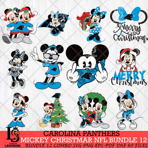 Carolina Panthers MICKEY CHRISTMAS NFL Bundle 12 Svg Eps Dxf Png File, Digital Download, Instant Download