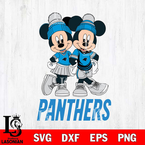 Carolina Panthers Mickey And Minnie Mouse Football Svg Eps Dxf Png File, Bundle NFl svg , File Cut , Digital Download , Instant Download, Laser Cut Svg Files