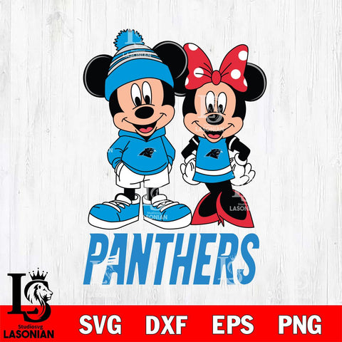 Carolina Panthers Mickey Minnie Mouse Cute Football Svg Eps Dxf Png File, Bundle NFl svg , File Cut , Digital Download , Instant Download, Laser Cut Svg Files
