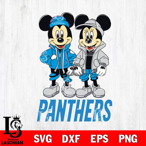 Carolina Panthers Mickey Minnie Mouse Football Svg Eps Dxf Png File, Bundle NFl svg , File Cut , Digital Download , Instant Download, Laser Cut Svg Files