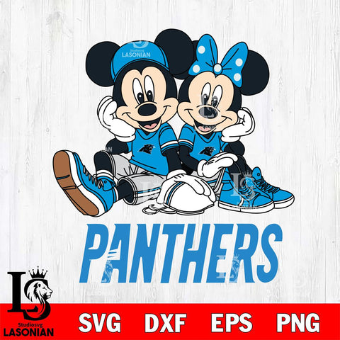 Carolina Panthers Mickey Minnie Mouse Football Sit Svg Eps Dxf Png File, Bundle NFl svg , File Cut , Digital Download , Instant Download, Laser Cut Svg Files