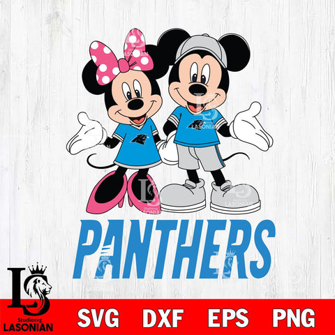 Carolina Panthers Mickey Minnie Mouse Sport Svg Eps Dxf Png File, Bundle NFl svg , File Cut , Digital Download , Instant Download, Laser Cut Svg Files