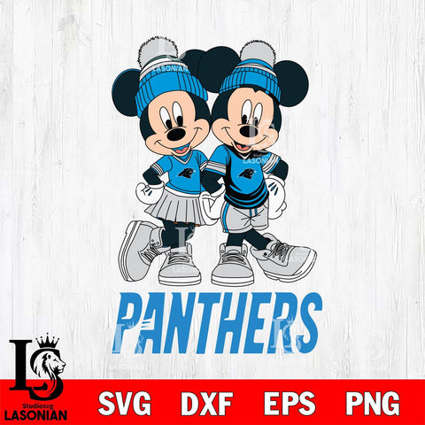 Carolina Panthers Mickey Minnie Valentine Football Svg Eps Dxf Png File, NFL svg , Digital Download , Instant Download, Cricut File