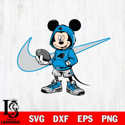 Carolina Panthers Mickey Wearing Hoodie Sport Svg Eps Dxf Png File, Digital Download, Instant Download