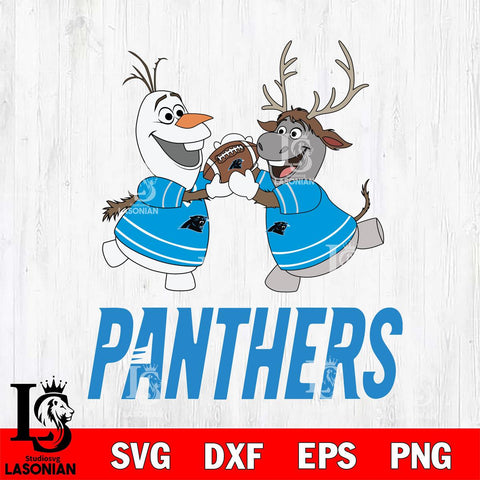 Carolina Panthers Olaf & Sven Football Cricut,Christmas SVG DXF EPS PNG FILE, Digital Download,Instant Download, Silhouette