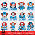 Carolina Panthers Pennywise Horror NFL Bundle 12 SVG Eps Dxf Png File, NFL svg, Digital Download, Instant Download