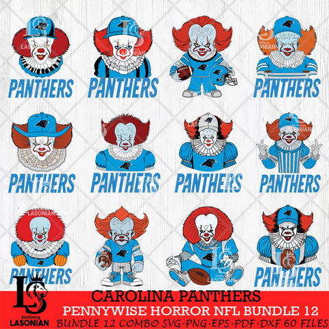 Carolina Panthers Pennywise Horror NFL Bundle 12 SVG Eps Dxf Png File, NFL svg, Digital Download, Instant Download