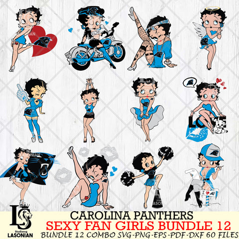 Carolina Panthers Sexy Fan Girls Bundle 12 Svg Eps Dxf Png File, Digital Download, Instant Download