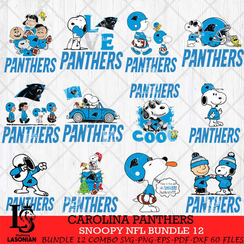 Carolina Panthers Snoopy NFL Bundle 12 SVG Eps Dxf Png File, NFL svg, Digital Download, Instant Download
