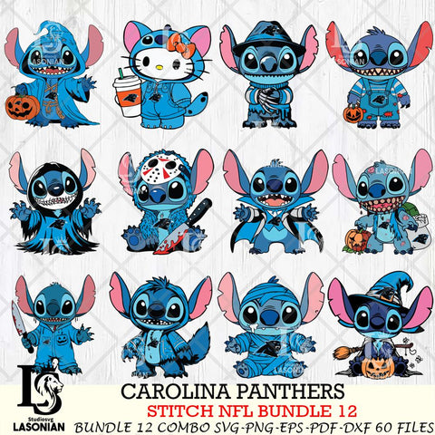 Carolina Panthers Stitch Horror Bundle 12 SVG Eps Dxf Png File, Bundle NFL svg, Digital Download, Instant Download