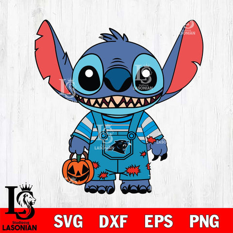 Carolina Panthers Stitch Horror Football Halloween Svg Eps Dxf Png File, NFL svg, Digital Download, Instant Download