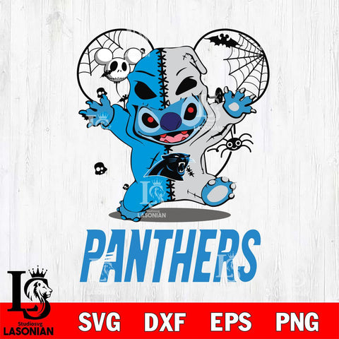 Carolina Panthers Stitch Horror Halloween 2 Svg Eps Dxf Png File, Digital Download, Instant Download