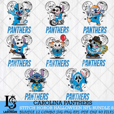 Carolina Panthers Stitch Horror Halloween Bundle 8 Svg Eps Dxf Png File, Digital Download, Instant Download