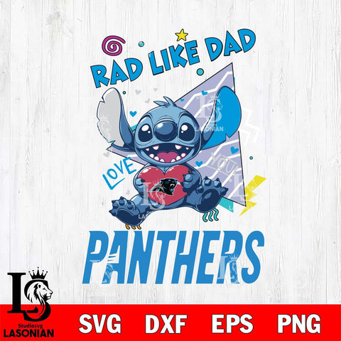 Carolina Panthers Stitch Love Rad Like Dad SVG DXF EPS PNG FILE, Disney Father day File Cut,Digital Download,Instant Download,Disney Svg Files