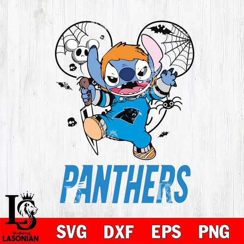 Carolina Panthers Stitch Michael Halloween Svg Eps Dxf Png File, Digital Download, Instant Download