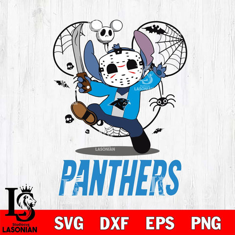 Carolina Panthers Stitch jason voorhees Halloween Svg Eps Dxf Png File, Digital Download, Instant Download