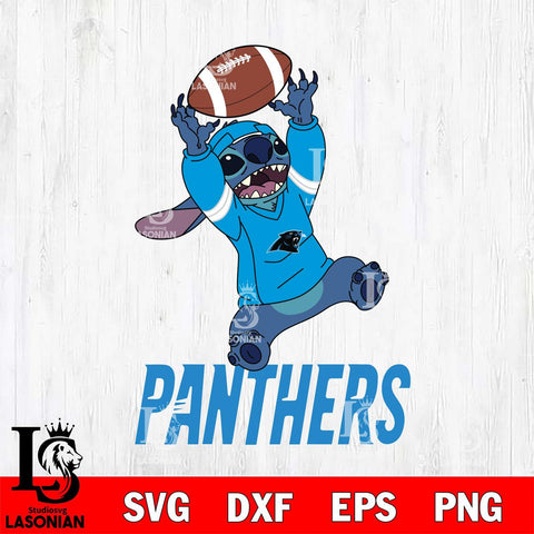 Carolina Panthers Stitch playing football SVG DXF EPS PNG FILE, NFL File Cut, Digital Download,Instant Download, Silhouette, Cricut