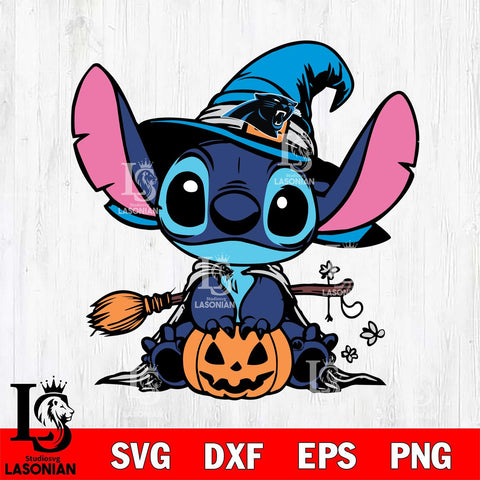 Carolina Panthers Stitch witch Football Svg Eps Dxf Png File, NFL svg, Digital Download, Instant Download