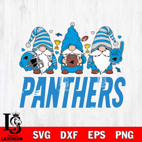 Carolina Panthers Three Gnome File Cut, NFL SVG, Digital Download , CHRISTMAS Criucut , Silhouette