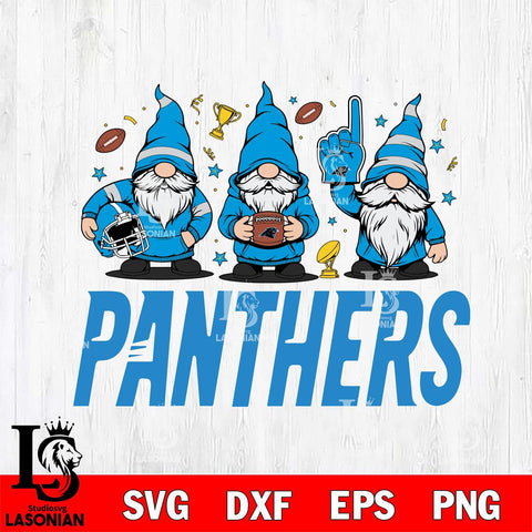 Carolina Panthers Three Gnome FAN File Cut, NFL SVG, Digital Download , CHRISTMAS Criucut , Silhouette