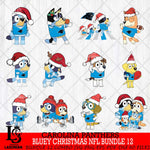Carolina Panthers  Bluey Christmas NFL Bundle 12 SVG Svg Eps Dxf Png File, Digital Download, Instant Download