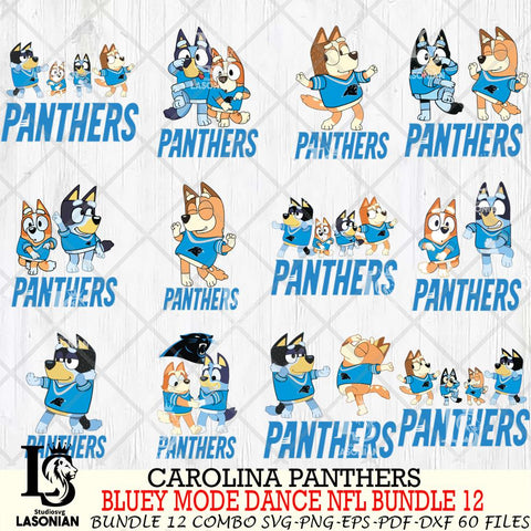Carolina Panthers  Bluey Dance NFL Bundle 12 SVG Eps Dxf Png File, Digital Download, Instant Download