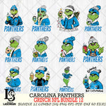 Carolina Panthers  Grinch NFL Bundle 12 SVG Eps Dxf Png File, Digital Download, Instant Download
