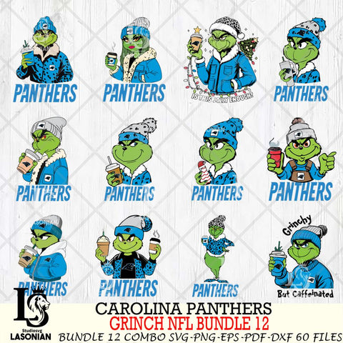 Carolina Panthers  Grinch NFL Bundle 12 SVG Eps Dxf Png File, Digital Download, Instant Download