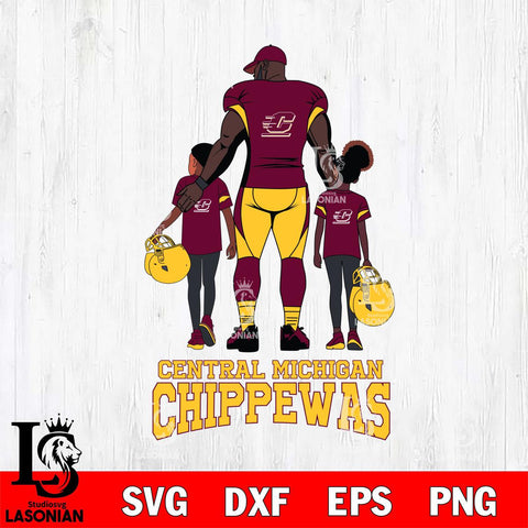 Central Michigan Chippewas 3 Father and son Rugby SVG DXF EPS PNG FILE,NCAA SVG, Father day Digital Download,Instant Download, Silhouette