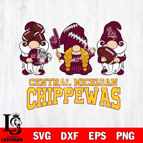 Central Michigan Chippewas 3 Gnomes Football Svg Eps Dxf Png File, Digital Download, Instant Download