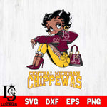 Central Michigan Chippewas Betty Boop Black Fan Girl Svg Eps Dxf Png File, Digital Download, Instant Download