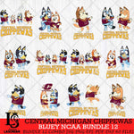 Central Michigan Chippewas Bluey Dace Mode NCAA Bundle 12 SVG Eps Dxf Png File, Digital Download, Instant Download