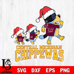 Central Michigan Chippewas Bluey Family Christmas Svg Eps Dxf Png File, Digital Download