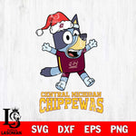 Central Michigan Chippewas Bluey Happy Christmas Svg Eps Dxf Png File, Digital Download