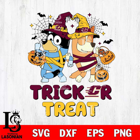 Central Michigan Chippewas Bluey Trick or Treat Halloween 2 Svg Eps Dxf Png File, Digital Download, Instant Download