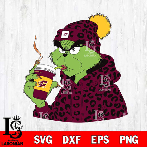 Central Michigan Chippewas Boujee Grinch 8 Svg Eps Dxf Png File, Digital Download, Instant Download