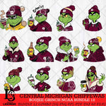 Central Michigan Chippewas Boujee Grinch NCAA Bundle 12 SVG Eps Dxf Png File, Digital Download, Instant Download