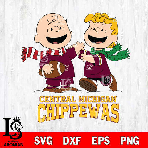 Central Michigan Chippewas Charlie Brown & Linus Football Cricut,Christmas SVG DXF EPS PNG FILE, NCAA Digital Download,Instant Download, Silhouette