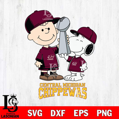 Central Michigan Chippewas Charlie Brown and Snoopy Champions Svg Eps Dxf Png File, NCAA svg , Digital Download , Instant Download, Cricut File