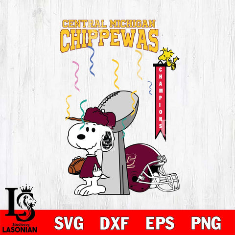 Central Michigan Chippewas Charlie Brown and Snoopy Super Bowl Svg Eps Dxf Png File, NCAA svg , Digital Download , Instant Download, Cricut File