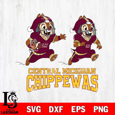 Central Michigan Chippewas Chip & Dale Football Cricut,Christmas SVG DXF EPS PNG FILE, NCAA Digital Download,Instant Download, Silhouette