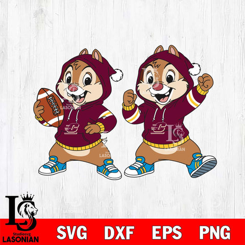 Central Michigan Chippewas Chip và Dale Football File Cut, NCAA SVG DXF EPS PNG FILE, Digital Download , Criucut , Silhouette