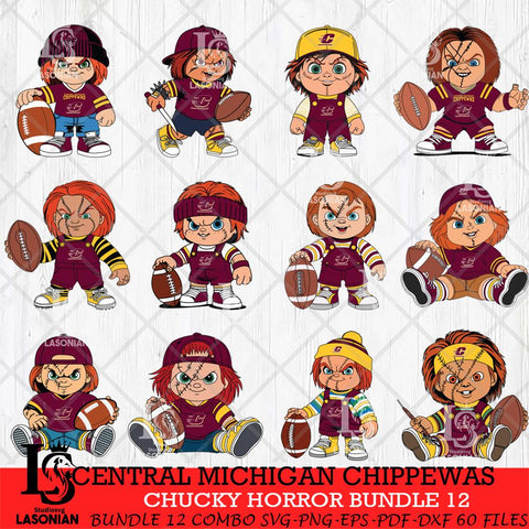 Central Michigan Chippewas Chucky Horror Bundle 12 SVG Eps Dxf Png File, Bundle NCAA svg, Digital Download, Instant Download