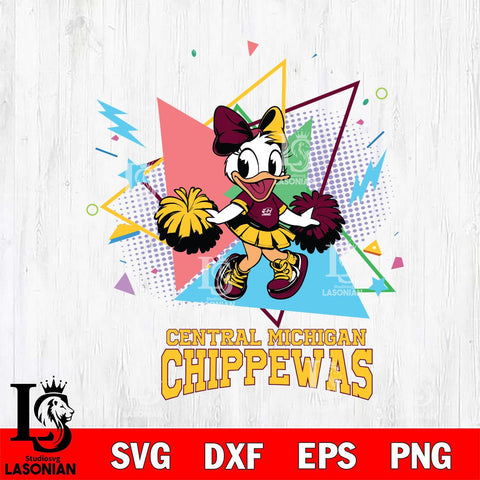 Central Michigan Chippewas Cute Daisy Duck Cheerleader SVG DXF EPS PNG FILE, NCAA File Cut,Digital Download,Instant Download