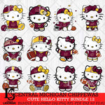 Central Michigan Chippewas Cute Hello Kitty Bundle 12 SVG Eps Dxf Png File, NCAA Bundle svg, Digital Download, Instant Download