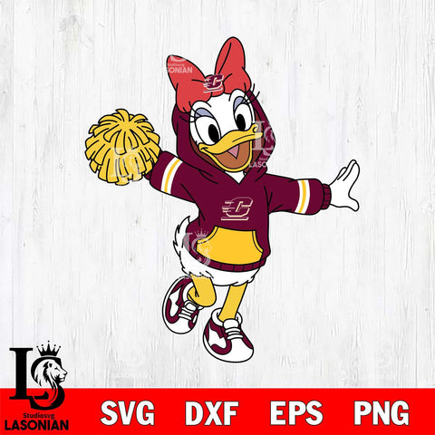 Central Michigan Chippewas Daisy Duck Cheerleader Christmas File Cut, NCAA SVG DXF EPS PNG FILE, Digital Download , Criucut , Silhouette
